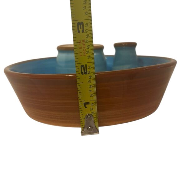 Naturally Med Olive Dish Ceramic Blue & Terracotta Tapas Serving Tray Host Gift - Picture 5 of 10